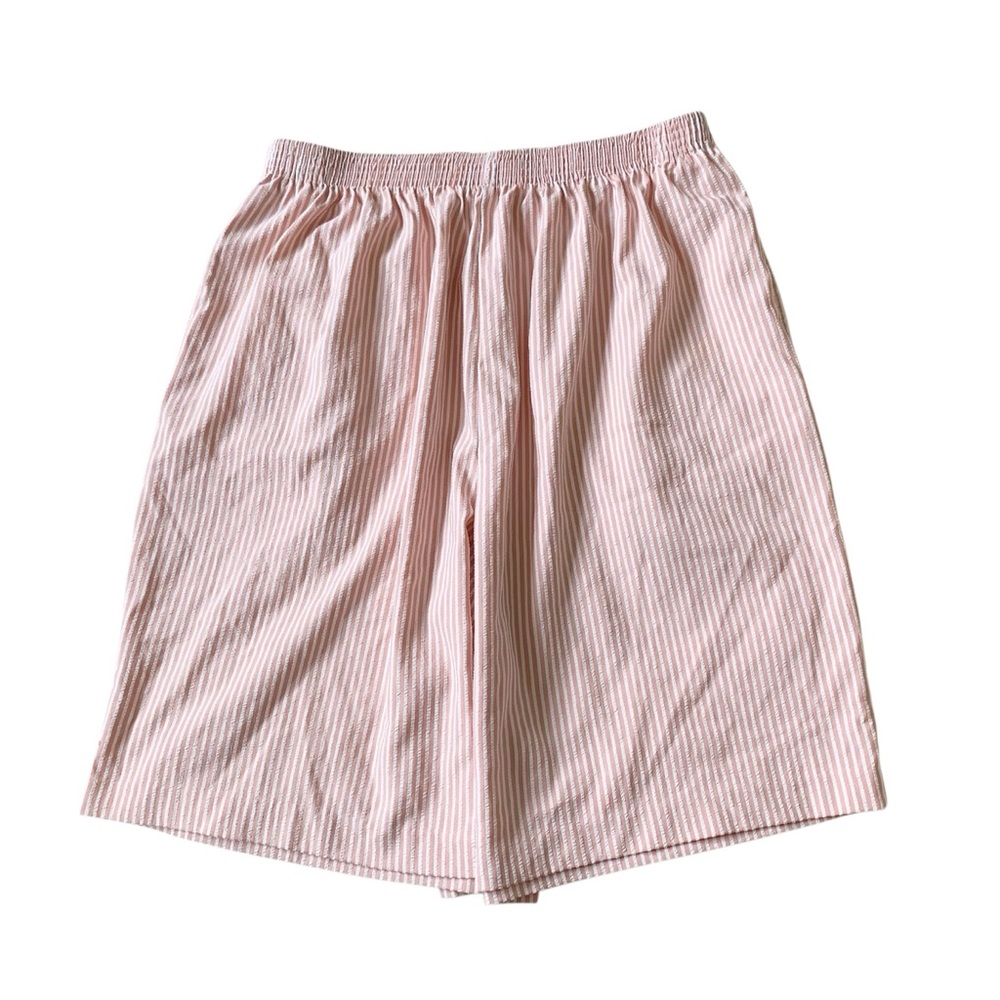 BON WORTH | Striped Pink and White Wide Leg Shorts Vintage Size Large